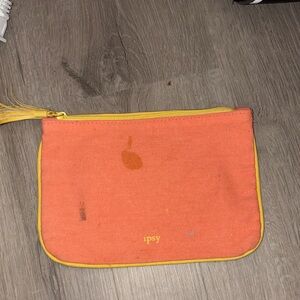Ipsy Coral and Yellow Cosmetic Bag
